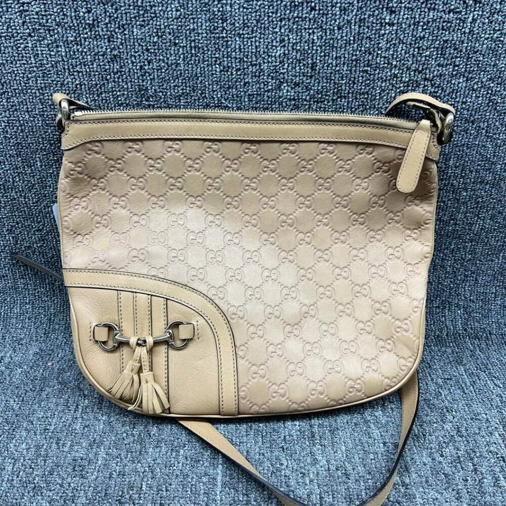 Gucci Guccissima Horsebit Leather Shoulder Bag